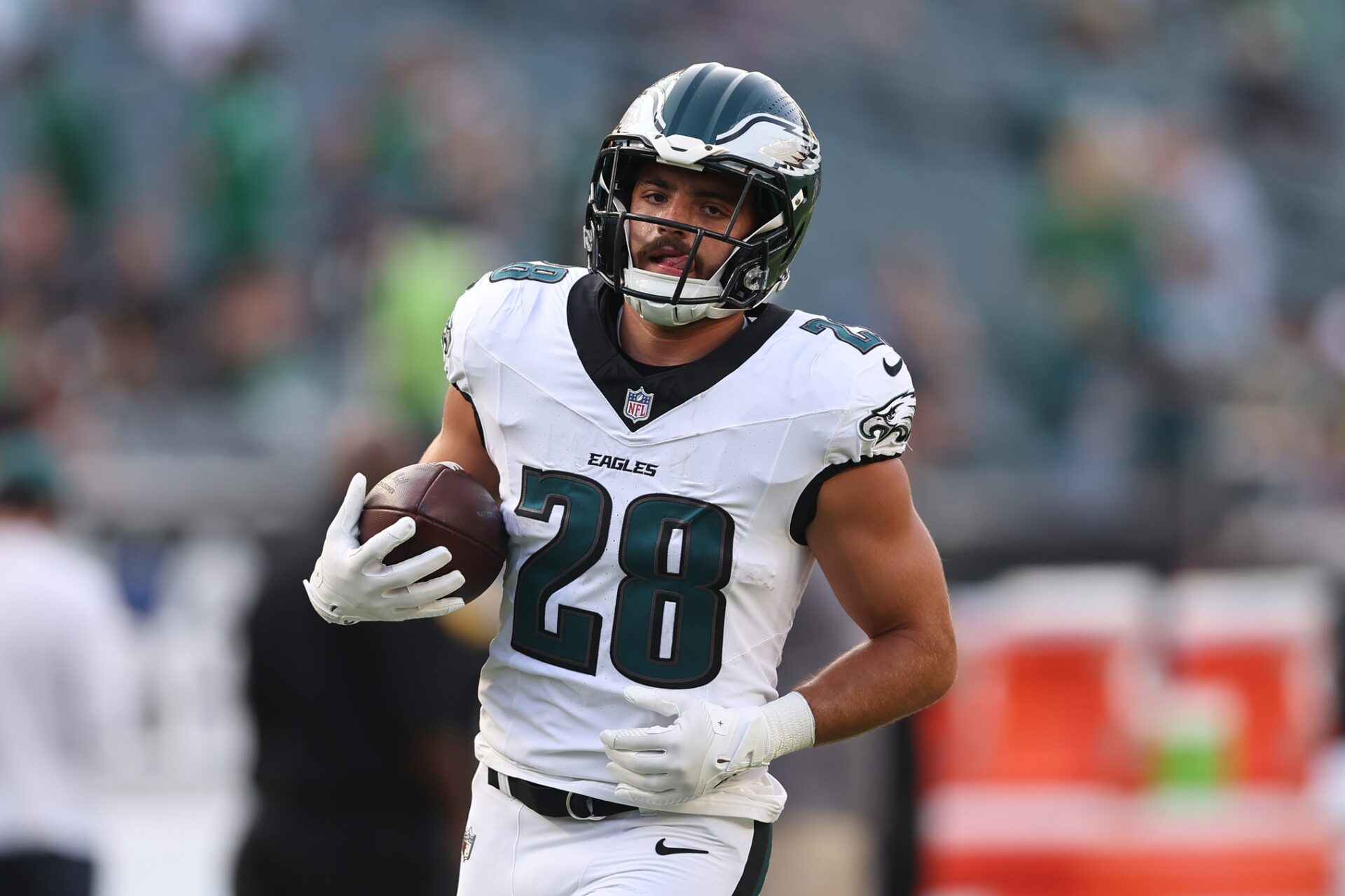 Philadelphia Eagles running back Will Shipley (28) before action against the Cincinnati Bengals at Lincoln Financial Field.