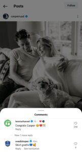 More congratulatory messages on Ruud's Instagram post