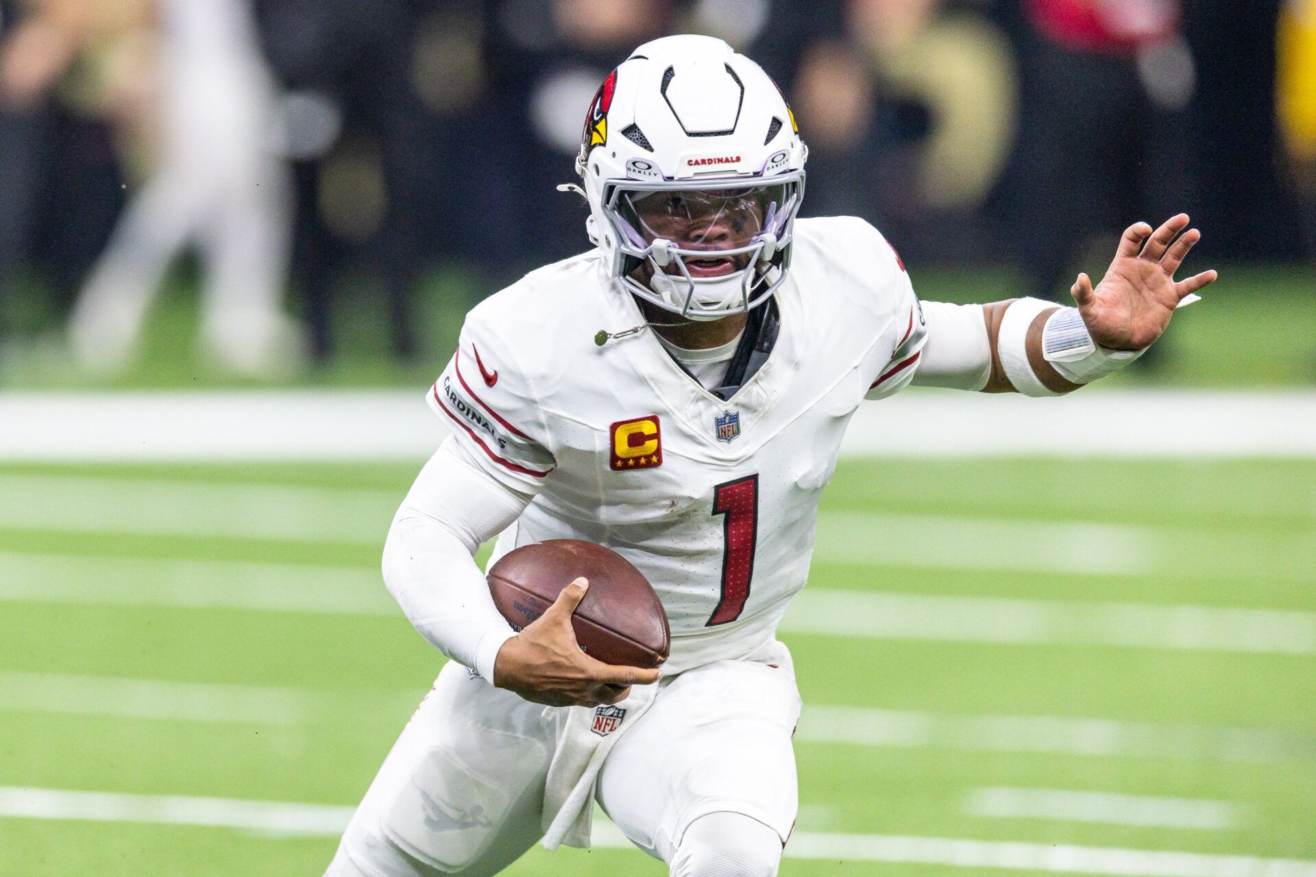 Arizona Cardinals quarterback Kyler Murray (1) against the New Orleans Saints during the second half at Caesars Superdome.