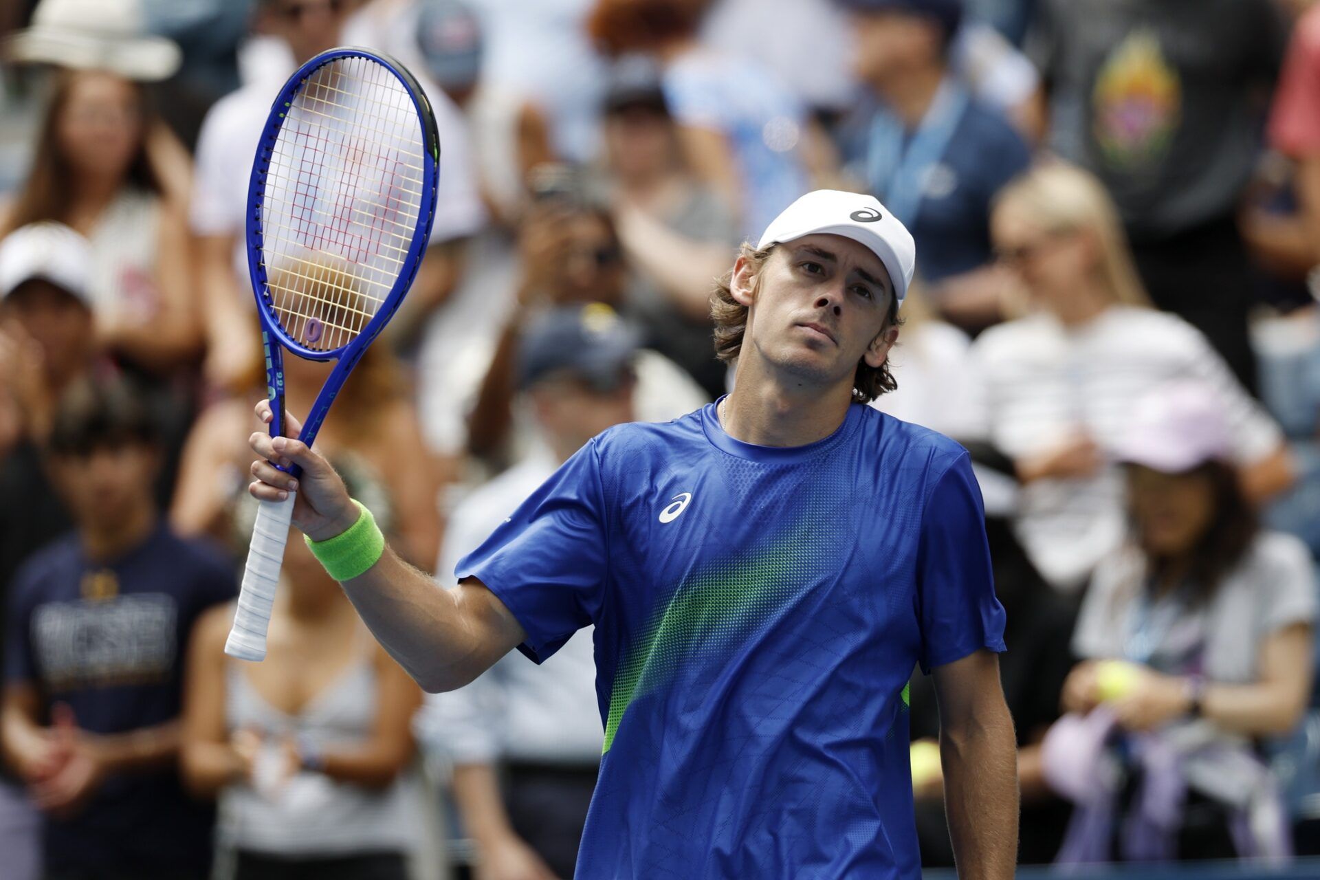 Alex de Minaur (AUS) celebrates after his match against Leandro Riedi (SUI) (not pictured) on day nine of the 2025 US Open tennis championships at Billie Jean King National Tennis Center.