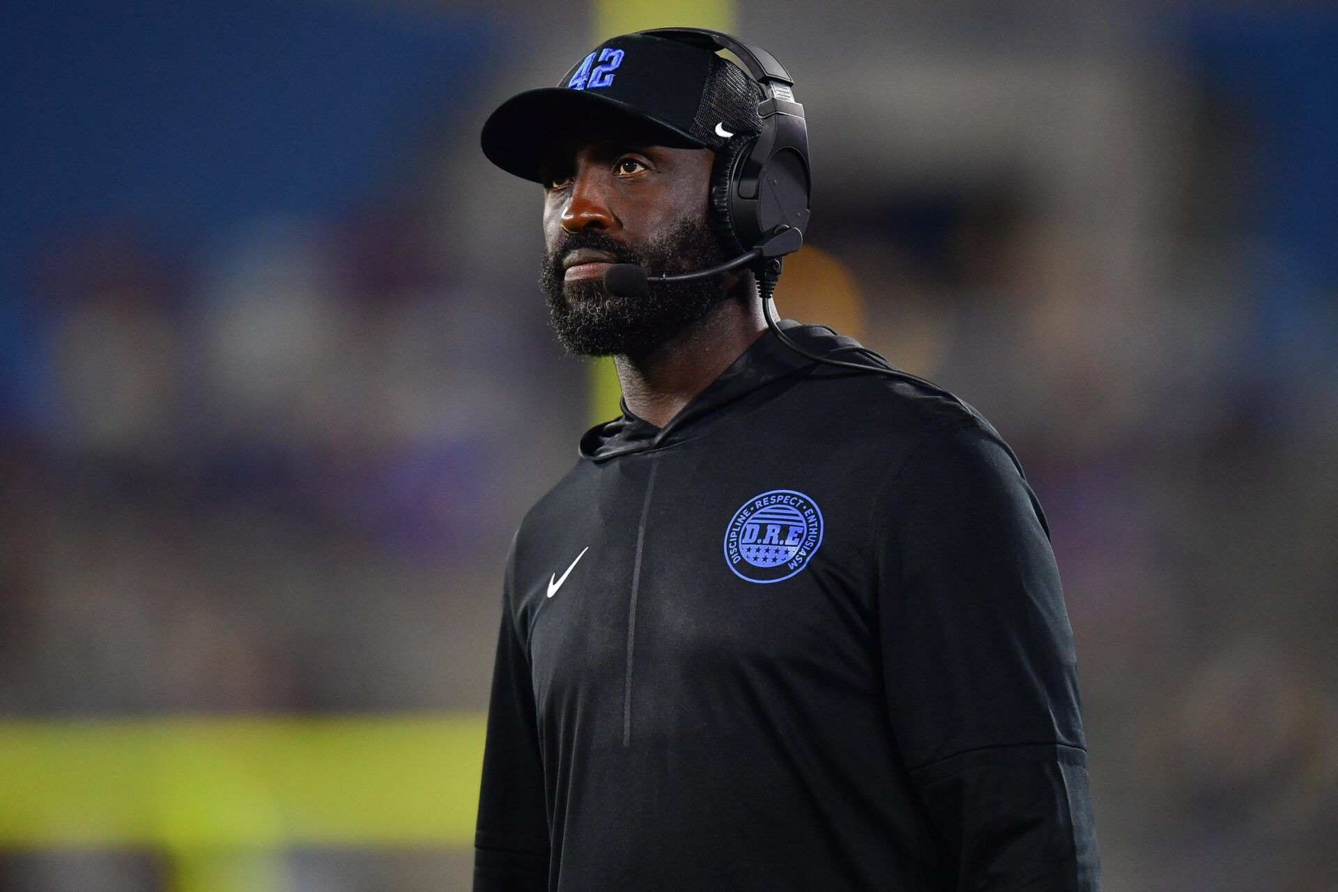 UCLA Bruins head coach DeShaun Foster watches game action against the Utah Utes during the second half at Rose Bowl.