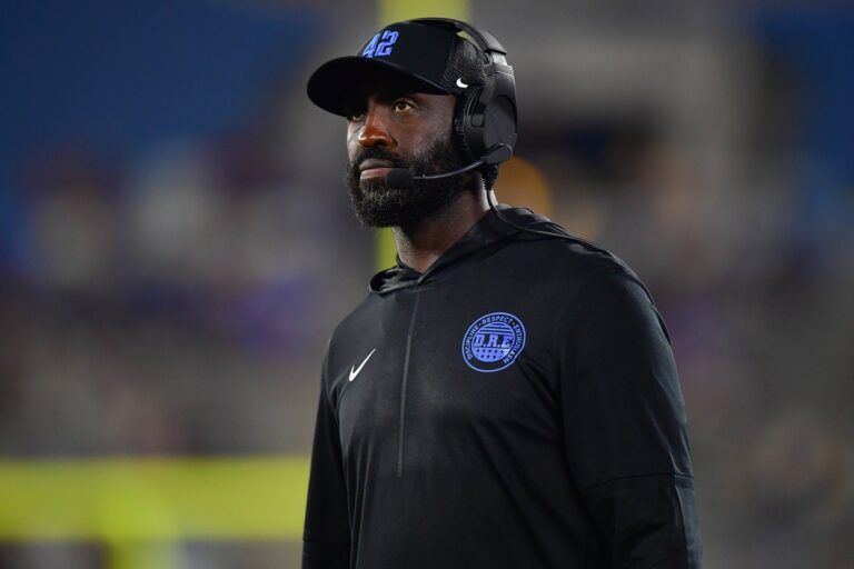 UCLA Bruins head coach DeShaun Foster watches game action against the Utah Utes during the second half at Rose Bowl.