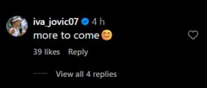 Screengrab of Iva Jović's comment on Instagram post (@redbullusa)