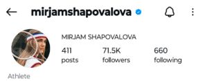 Screengrab of Denis Shapovalov’s fiancée Mirjam's Instagram account (@mirjamshapovalova)