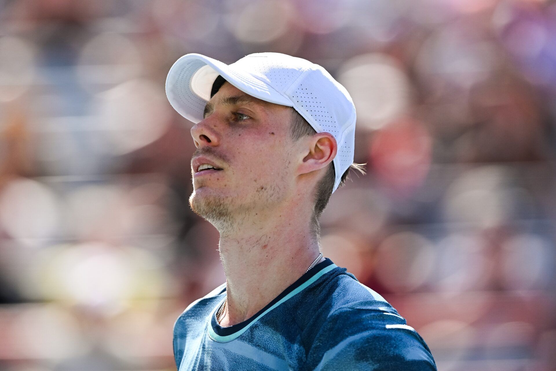 Denis Shapovalov (CAN) looks on against Brandon Nakashima (USA) (not pictured) in first round play at IGA Stadium.
