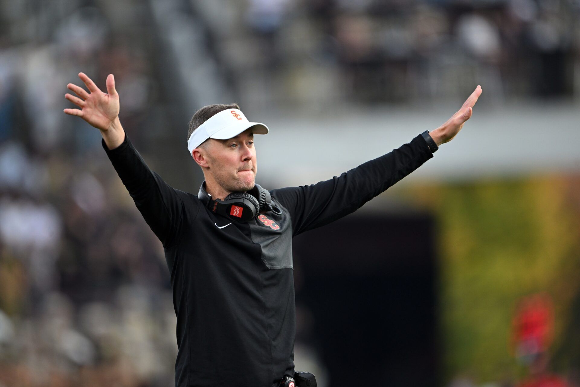Southern California Trojans head coach Lincoln Riley reacts during the first quarter against the Purdue Boilermakers at Ross-Ade Stadium.
