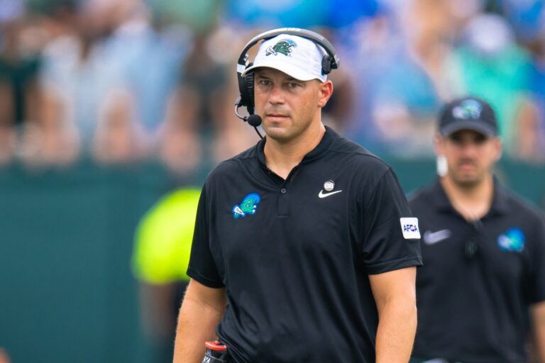 Tulane Green Wave head coach Jon Sumrall looks on against Northwestern Wildcats during the first half at Yulman Stadium.