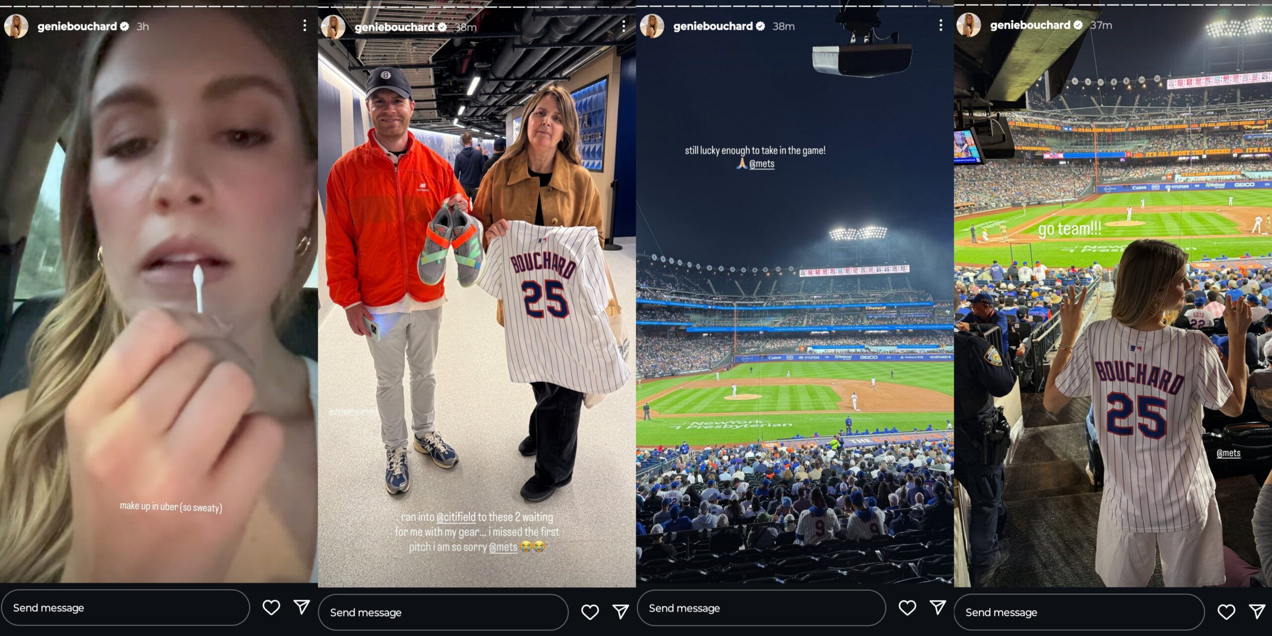 Screen grab of Eugenie Bouchard's Instagram stories