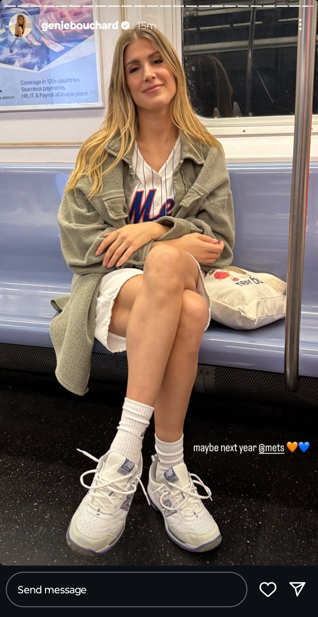 Screen grab of Eugenie Bouchard's Instagram story