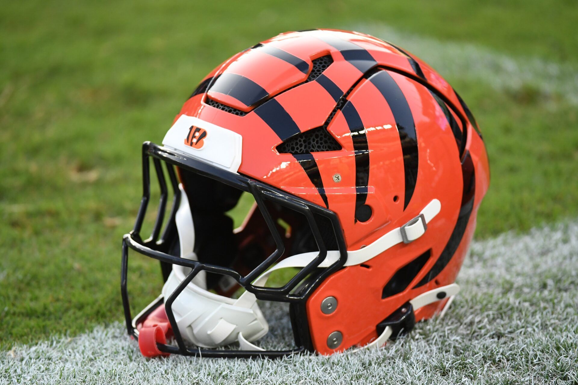 Cincinnati Bengals helmet on the field before game against the Philadelphia Eagles at Lincoln Financial Field.