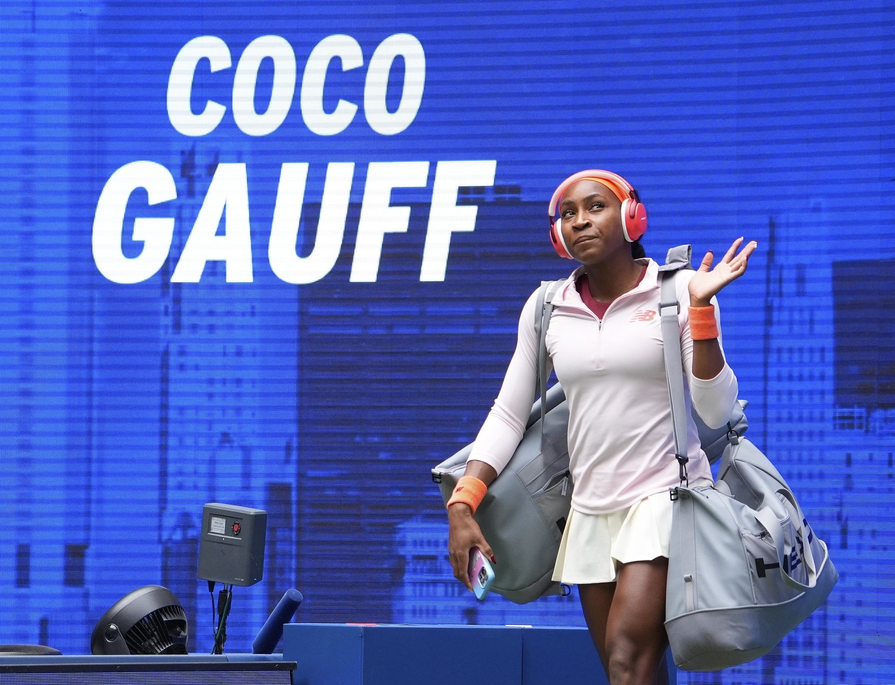 Flushing, NY, USA;  
Coco Gauff (USA) enters to play Naomi Osaka (JPN) (not pictured) on day nine of the 2025 U.S. Open tennis tournament at the USTA Billie Jean King National Tennis Center.