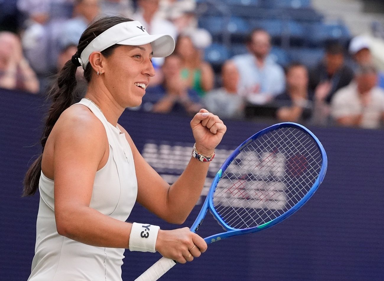 Jessica Pegula (USA) celebrates after beating Barbora Krejcikova (CZE) (not pictured) on day ten of the 2025 U.S. Open tennis tournament at the USTA Billie Jean King National Tennis Center.