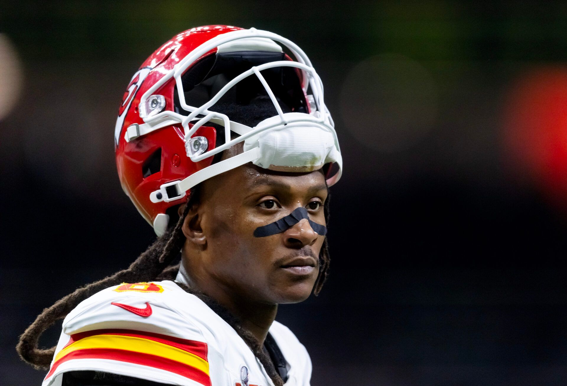 Kansas City Chiefs wide receiver DeAndre Hopkins (8) against the Philadelphia Eagles in Super Bowl LIX at Ceasars Superdome.