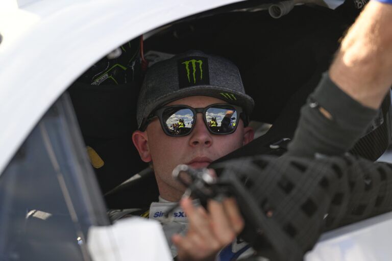 NASCAR Cup Series driver Ty Gibbs (54) looks on during practice and qualifying for the Enjoy Illinois 300 at World Wide Technology Raceway.