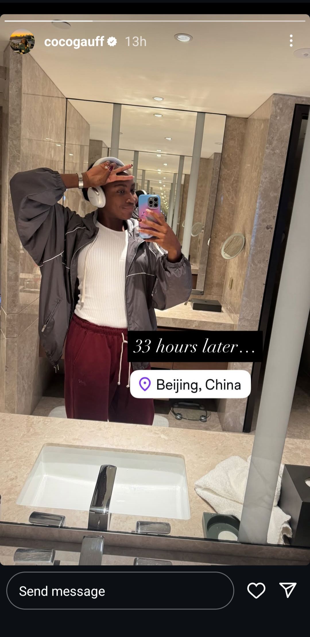 Screen grab of Coco Gauff's Instagram story