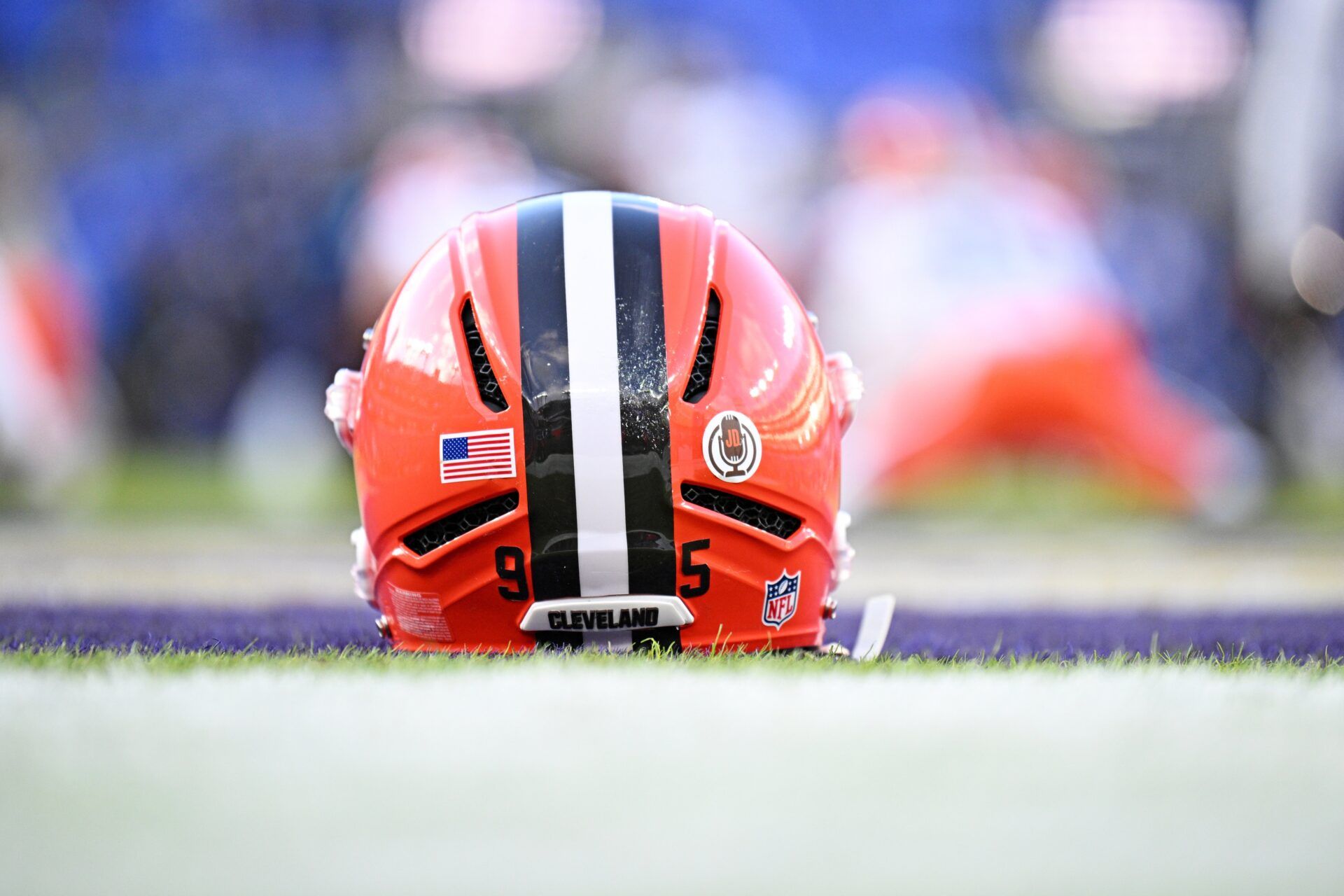 A view of the Cleveland Browns helmet before the game against Baltimore Ravens at M&T Bank Stadium.