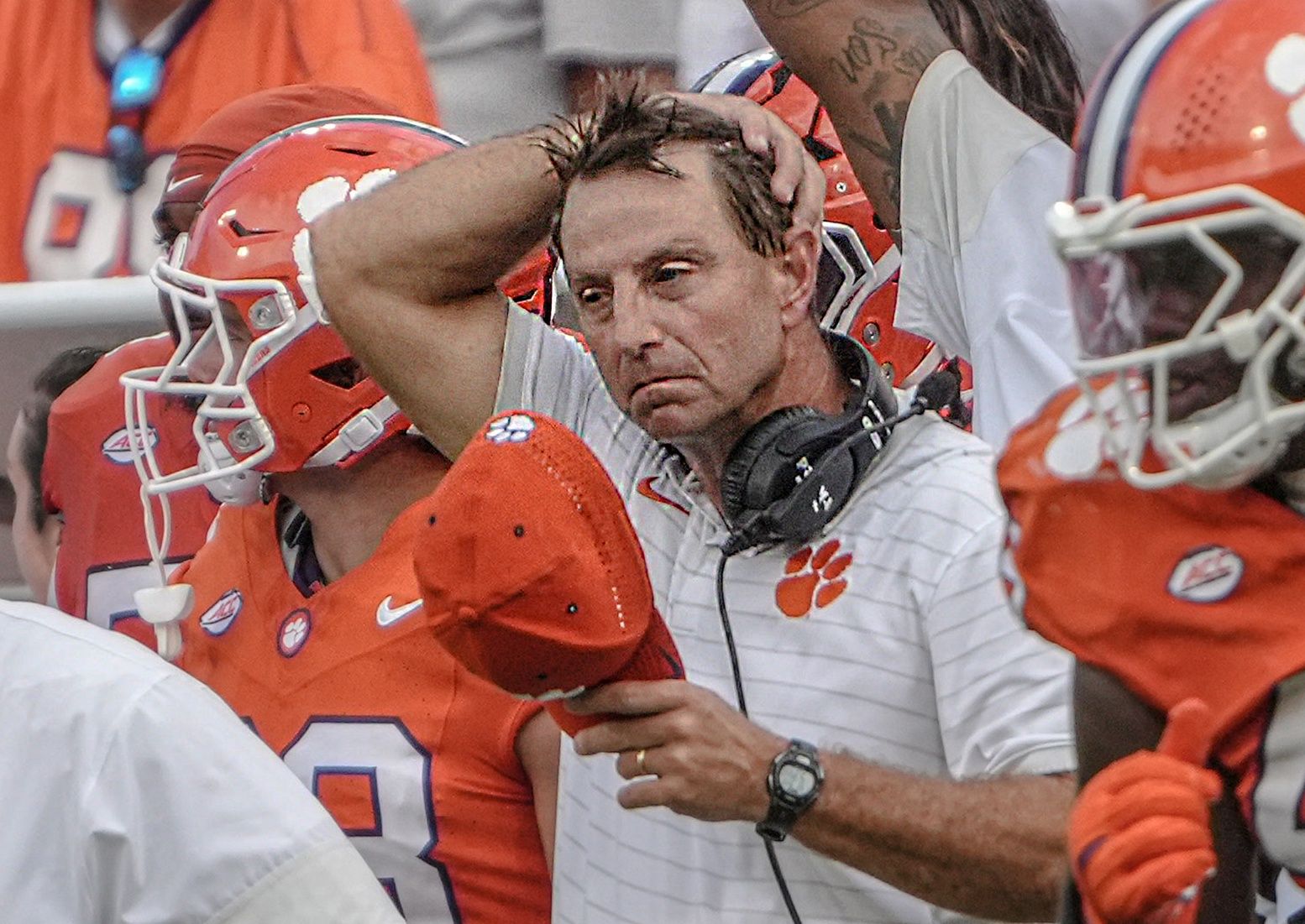 Clemson Tigers head coach Dabo Swinney late in the game against the Syracuse Orange at Memorial Stadium.