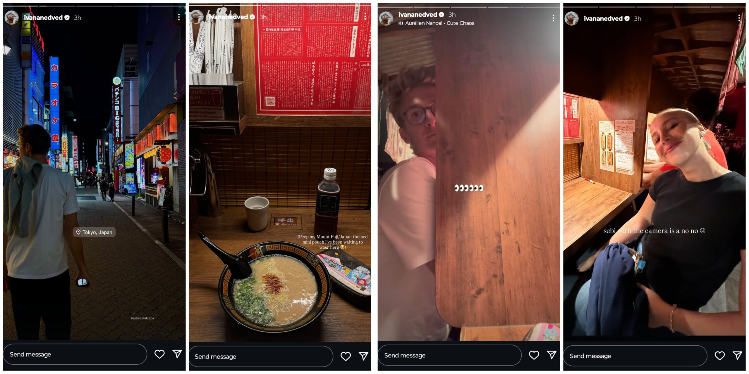 Screen grab of Sebastian Korda's girlfriend Ivana Nedvěd's Instagram stories