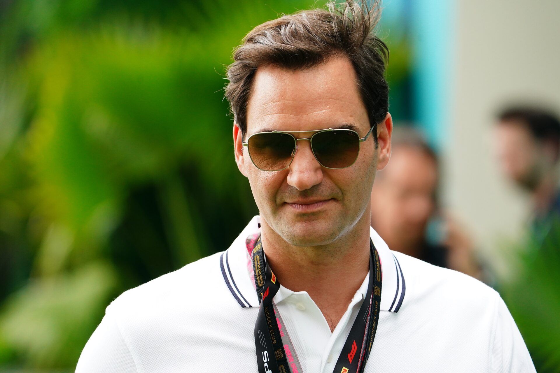 Miami Gardens, Florida, USA; Former tennis player Roger Federer arrives for the Miami Grand Prix at Miami International Autodrome.
