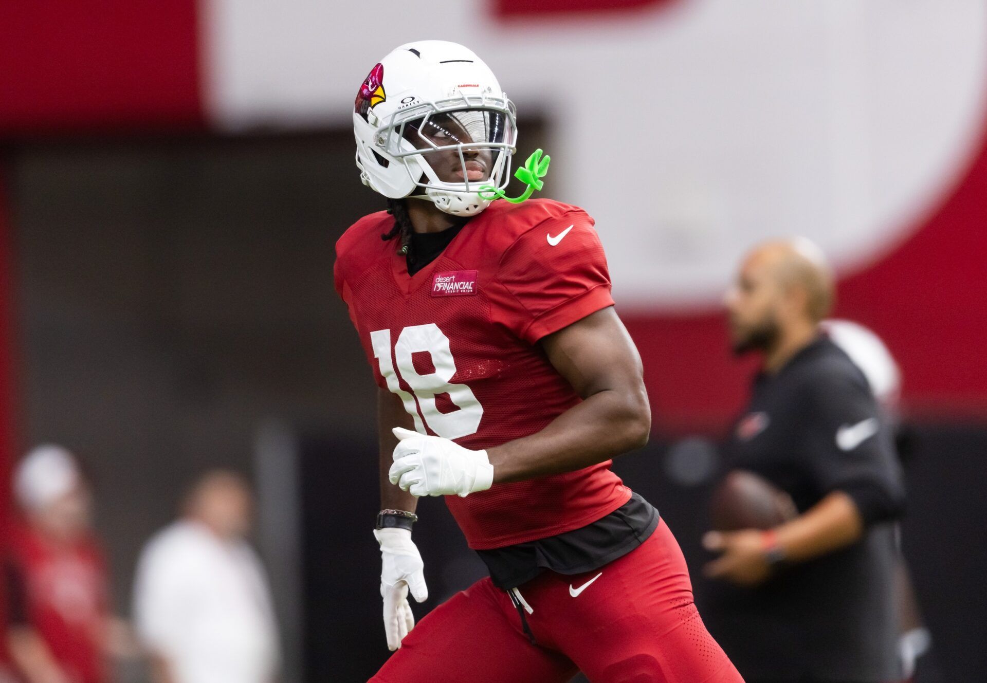 Arizona Cardinals wide receiver Marvin Harrison Jr. (18) during training camp at State Farm Stadium.