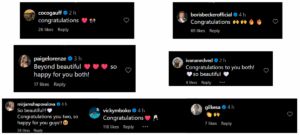Screengrab of congratulatory comments on Felix Auger Aliassime's Instagram post (@felixaliassime)