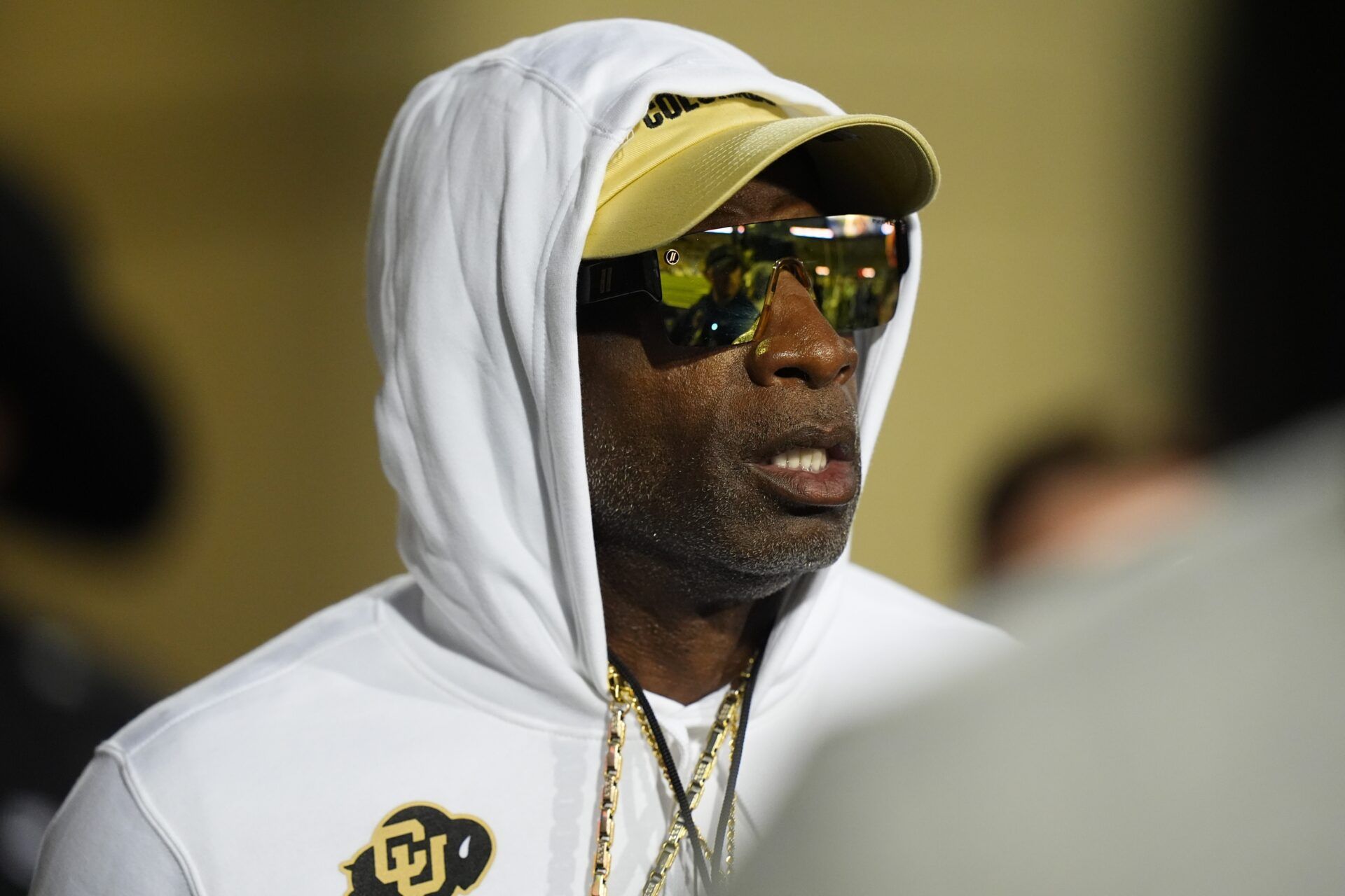 Colorado Buffaloes head coach Deion Sanders before the game against the Wyoming Cowboys at Folsom Field.