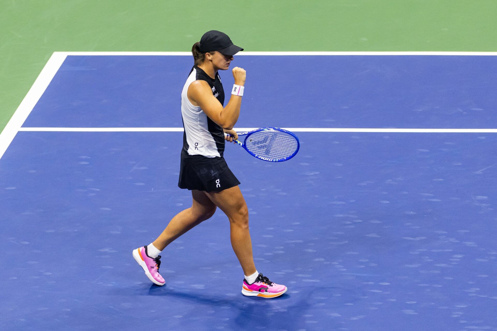Flushing, NY, USA; Iga Swiatek of Poland celebrates her victory over Anna Kalinskaya of Russia in the third round of the womenÕs singles at the US Open at Arthur Ashe Stadium in Billie Jean King National Tennis Center.