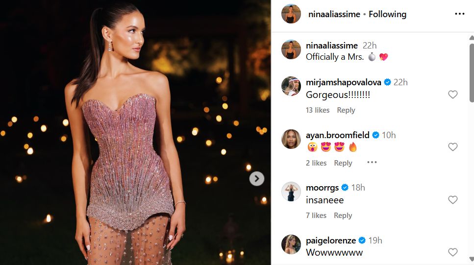 Screen grab of Morgan Riddle's Reaction to Felix Auger-Aliassime's wife Nina Ghaibi's picture