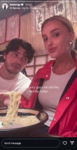 Screengrab of Taylor Fritz's girlfriend Morgan Riddle's Instagram stories (@moorrgs)