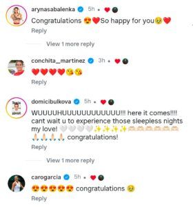 Aryna Sabalenka, Caroline Garcia and others react to Garbine Muguruza's post