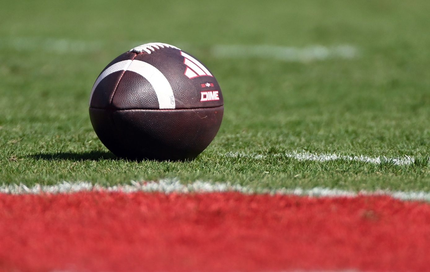 A general view of a game ball at Carter-Finley Stadium.