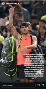 Carlos Alcaraz's Instagram story