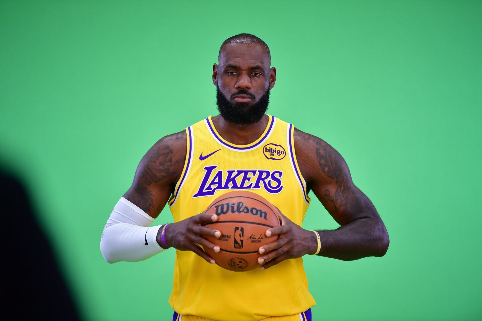 Los Angeles Lakers forward LeBron James (23) during media day at UCLA Health Training Center.