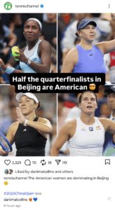 Danielle Collins' comment on Instagram