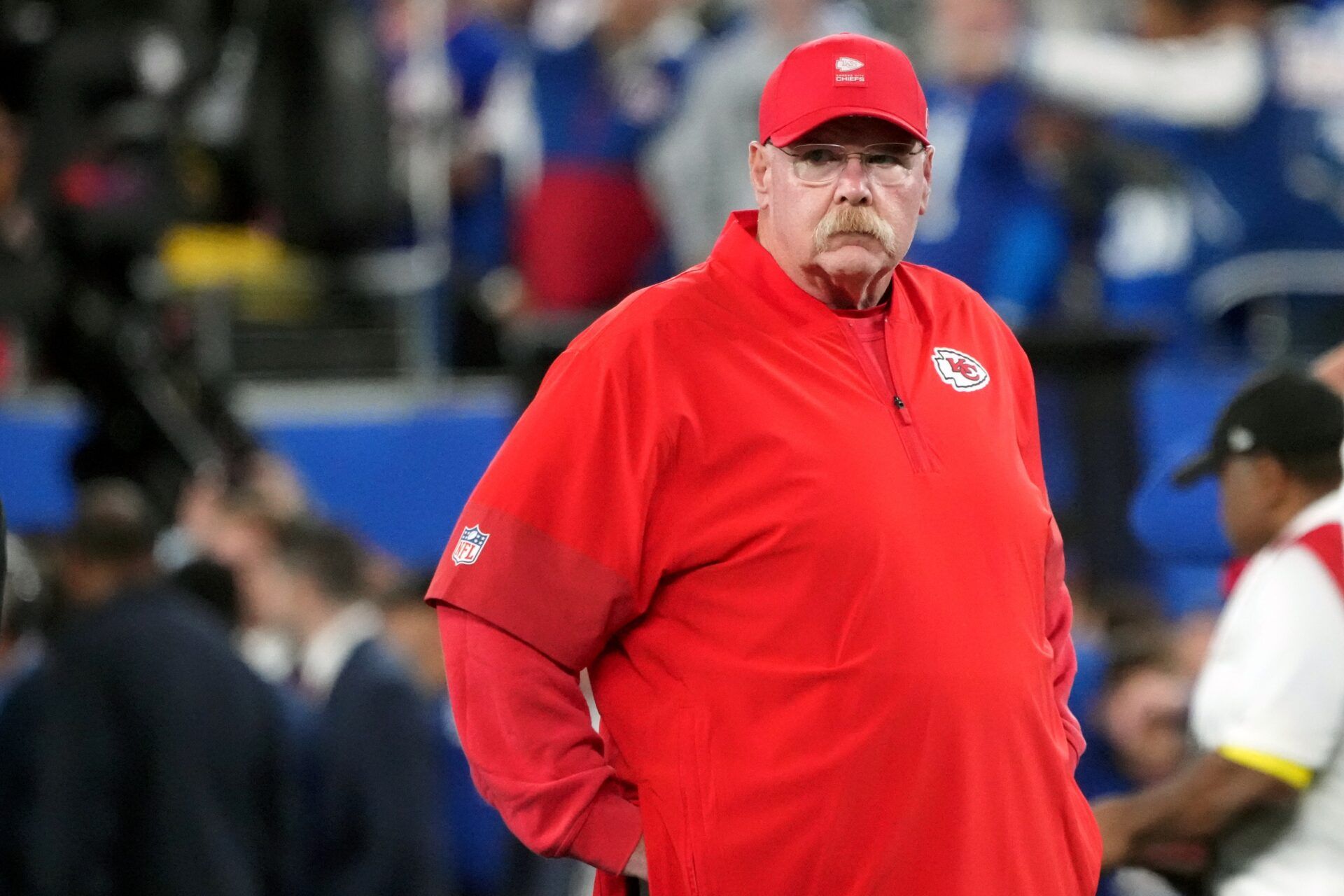 Kansas City Chiefs head coach Andy Reid looks on before the game against the New York Giants at MetLife Stadium.