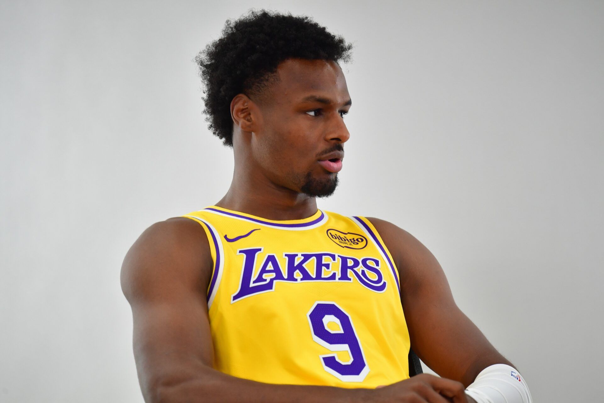 Los Angeles Lakers guard Bronny James (9) during media day at UCLA Health Training Center.