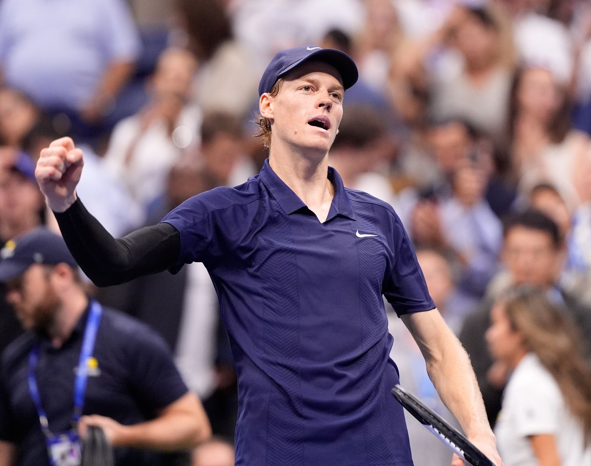 Jannik Sinner (ITA) after beating Felix Auger-Aliassime (CAN) (not pictured) on day thirteen of the 2025 U.S. Open tennis tournament at the USTA Billie Jean King National Tennis Center.