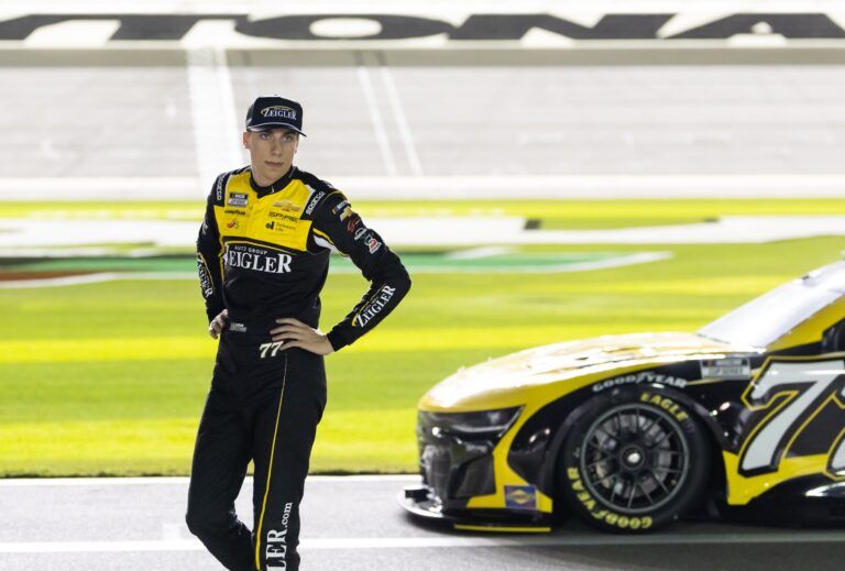NASCAR Cup Series driver Carson Hocevar (77) during qualifying for the Daytona 500 at Daytona International Speedway.
