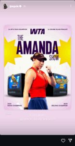 Screengrab of Jessica Pegula's Instagram stories (@jpegula)