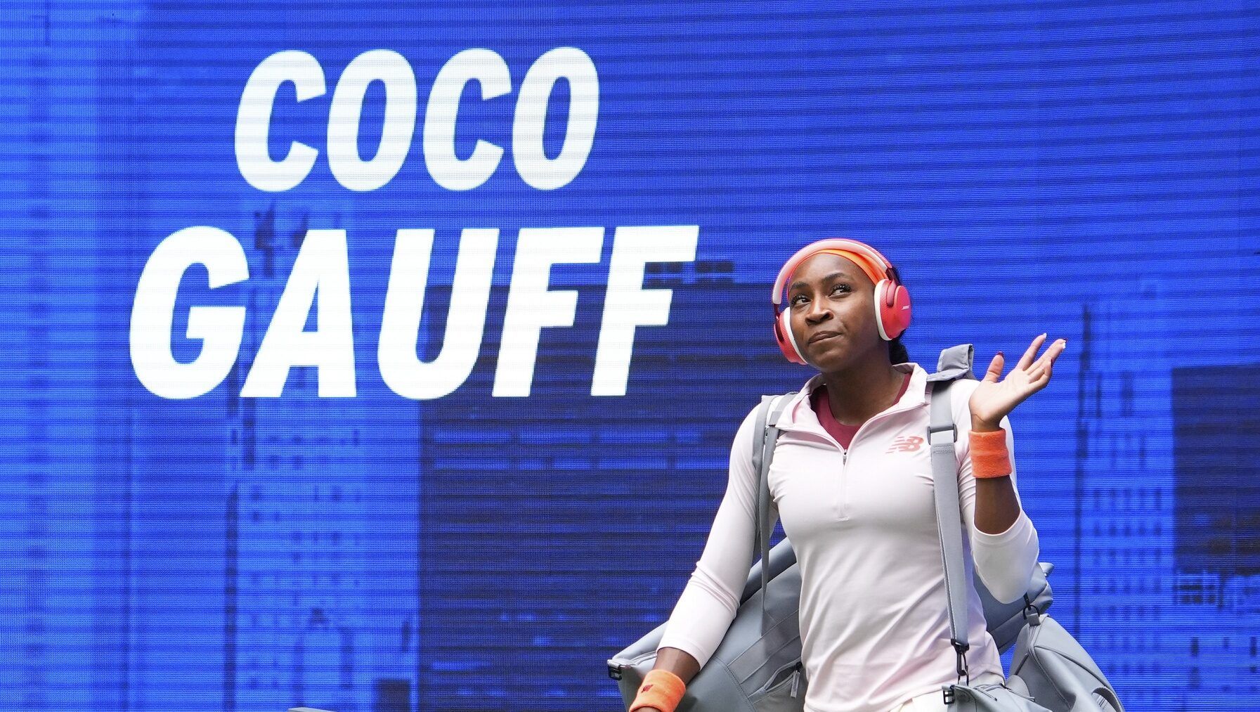 Coco Gauff (USA) enters to play Naomi Osaka (JPN) (not pictured) on day nine of the 2025 U.S. Open tennis tournament at the USTA Billie Jean King National Tennis Center.