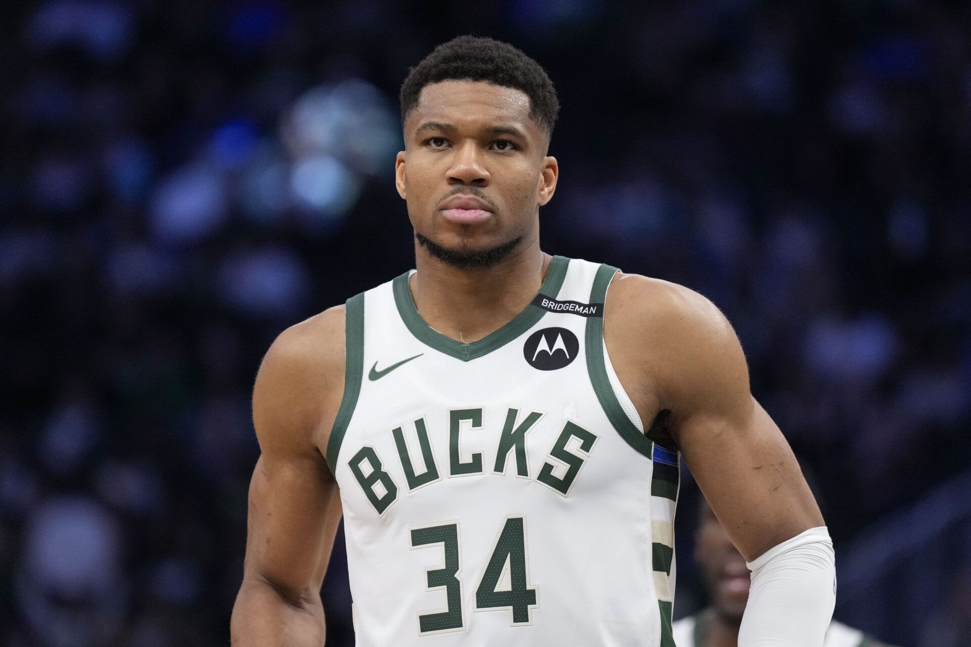 Milwaukee Bucks forward Giannis Antetokounmpo (34) during the game against the Atlanta Hawks at Fiserv Forum.