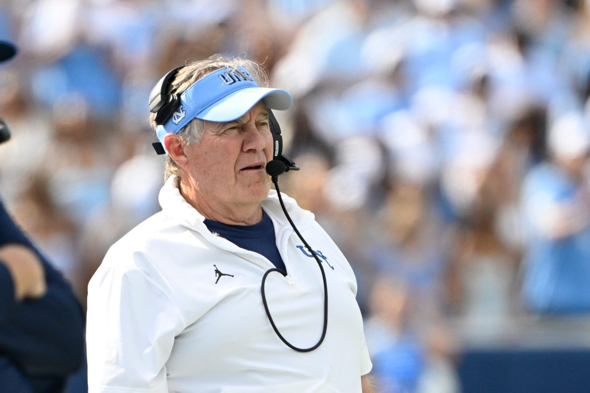 North Carolina Tar Heels head coach Bill Belichick on the sidelines in the second quarter at Kenan Stadium.