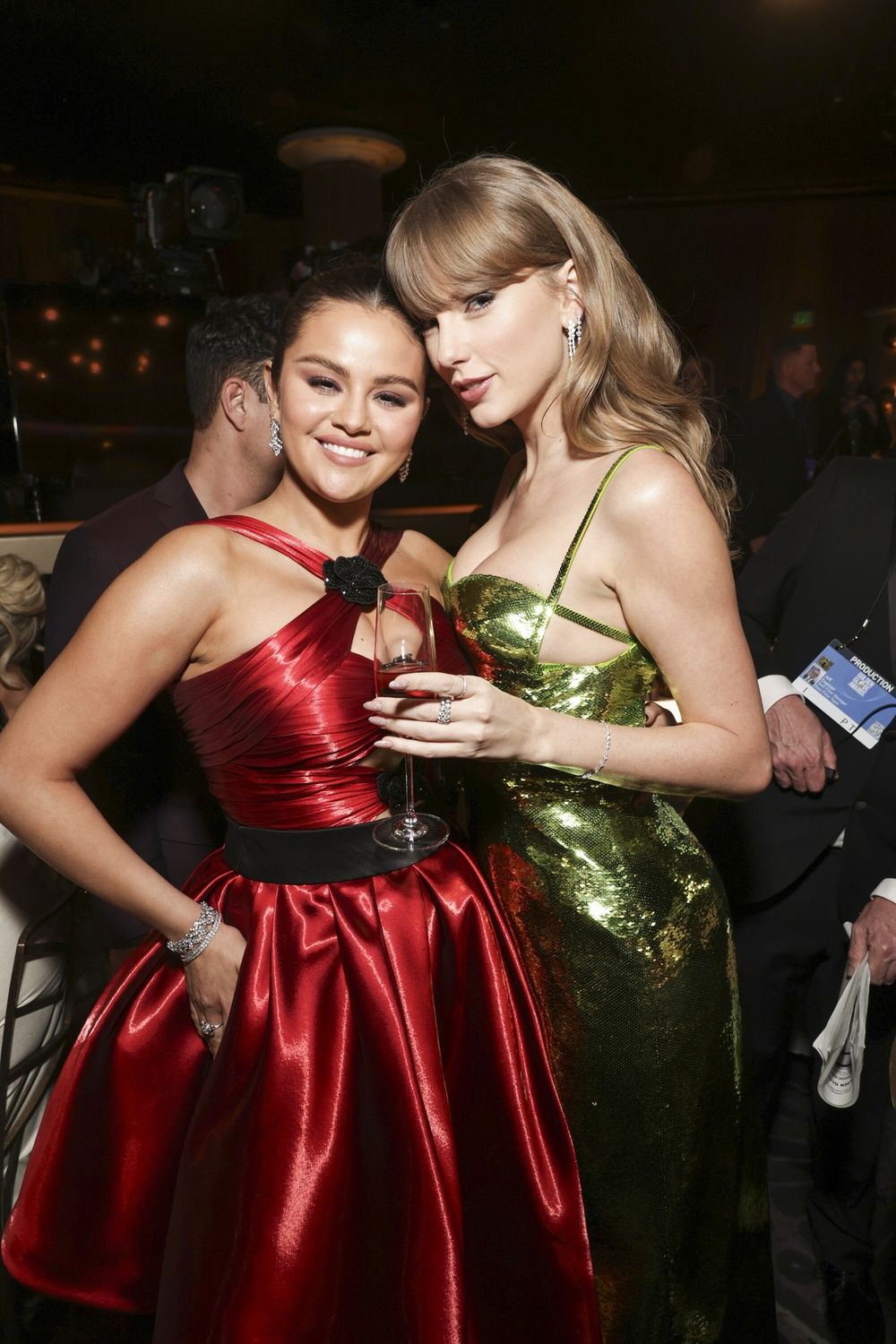 Selena Gomez and Taylor Swift at the 81st Annual Golden Globe Awards at the Beverly Hilton Hotel in Beverly Hills, Calif.