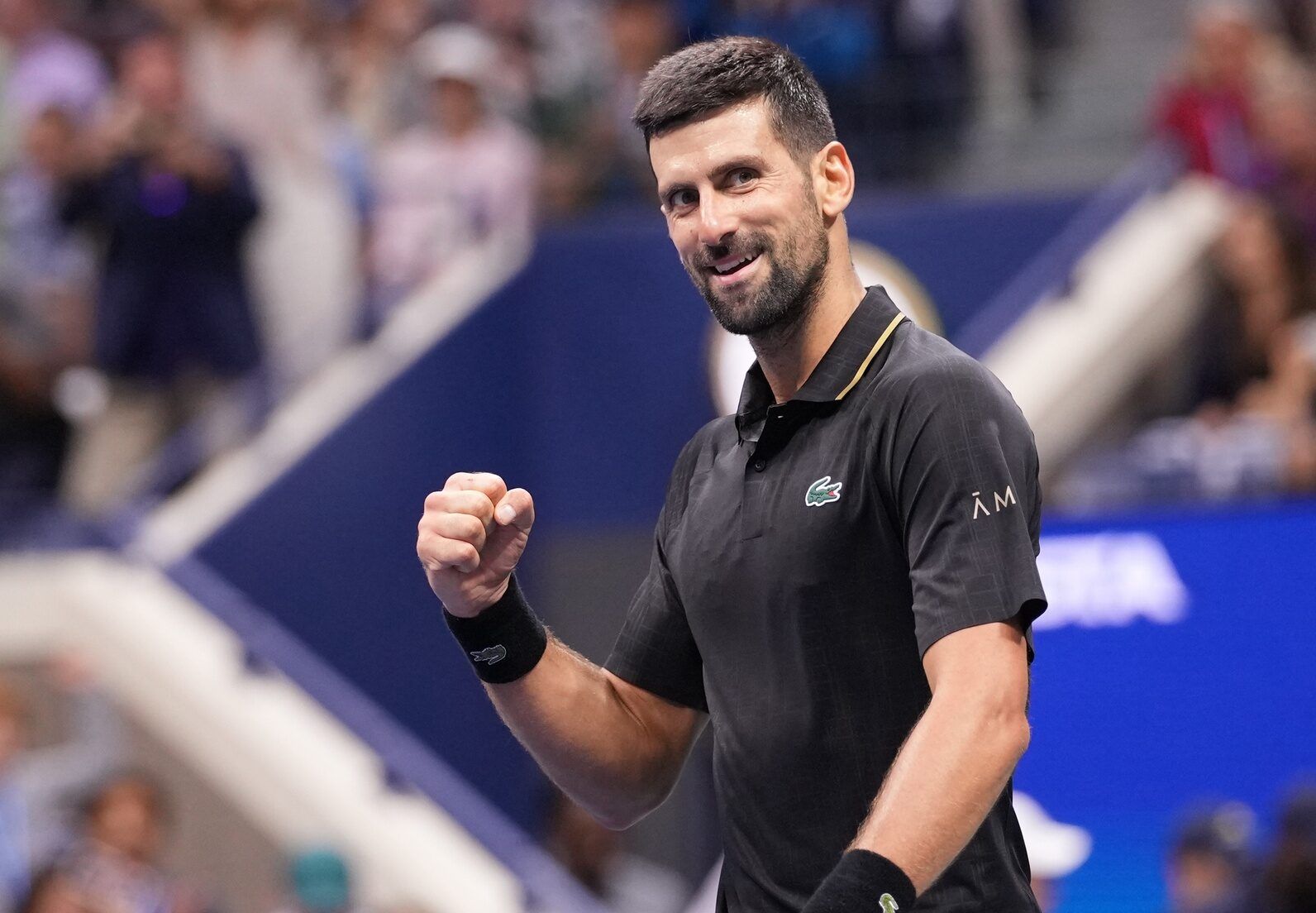 Novak Djokovic (SRB) after beating Jan-Lennard Struff (GER) (not pictured) on day eight of the 2025 U.S. Open tennis tournament at the USTA Billie Jean King National Tennis Center.