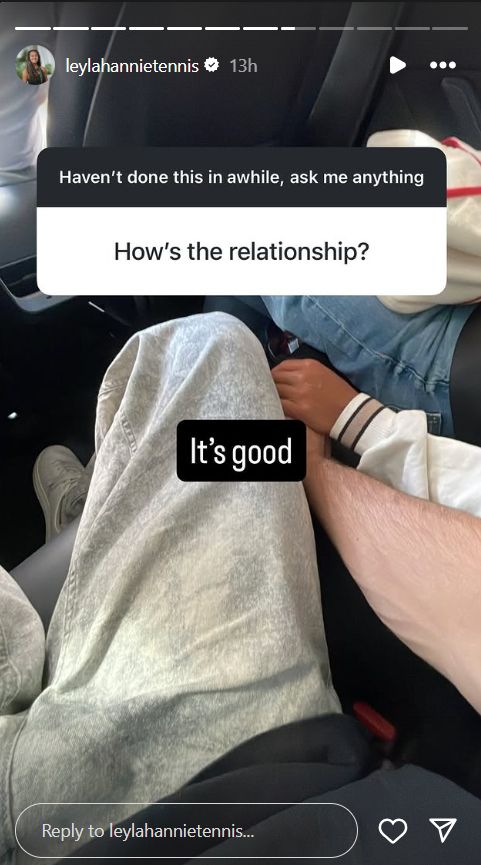 Leylah Fernandez's relationship update via Instagram stories