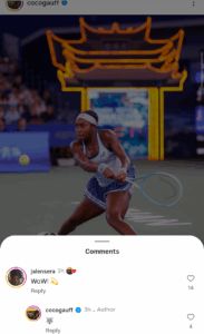 Screengrab of Coco Gauff's boyfriend Jalen Sera on Instagram