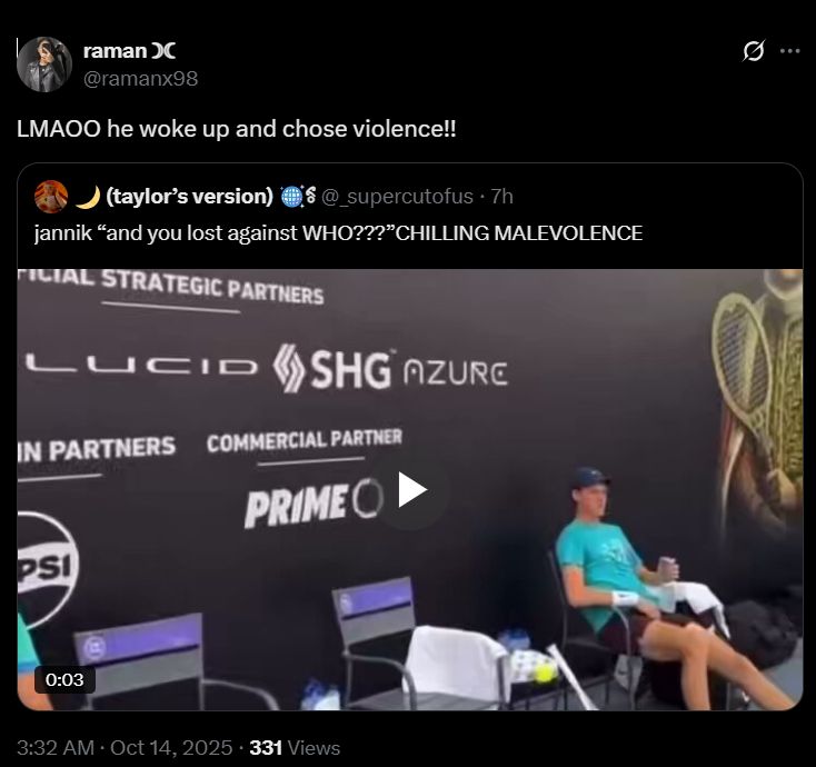 Screengrab of a comment from X