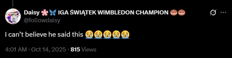 Screengrab of a comment from X