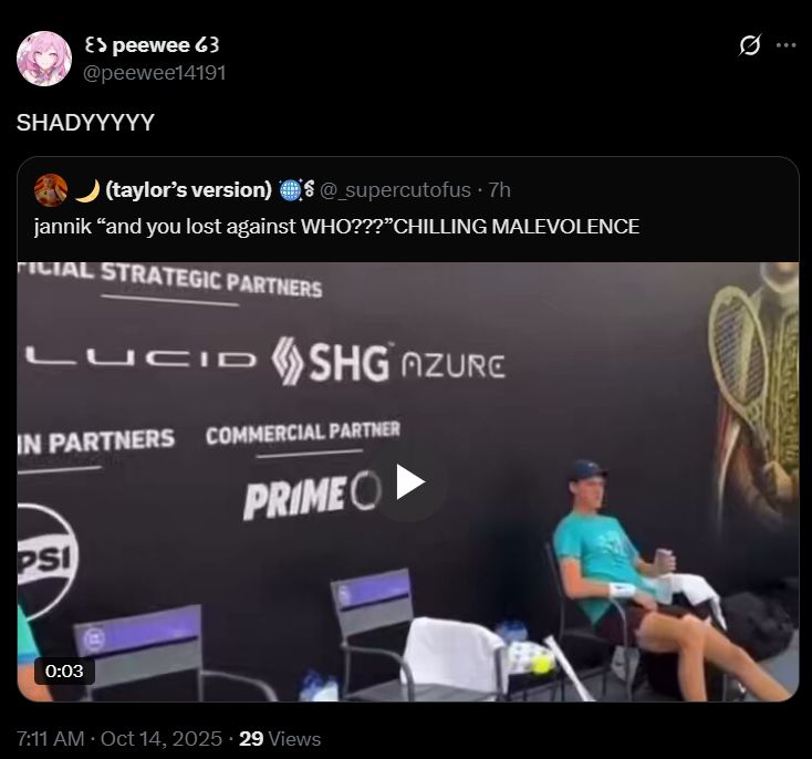 Screengrab of a comment from X