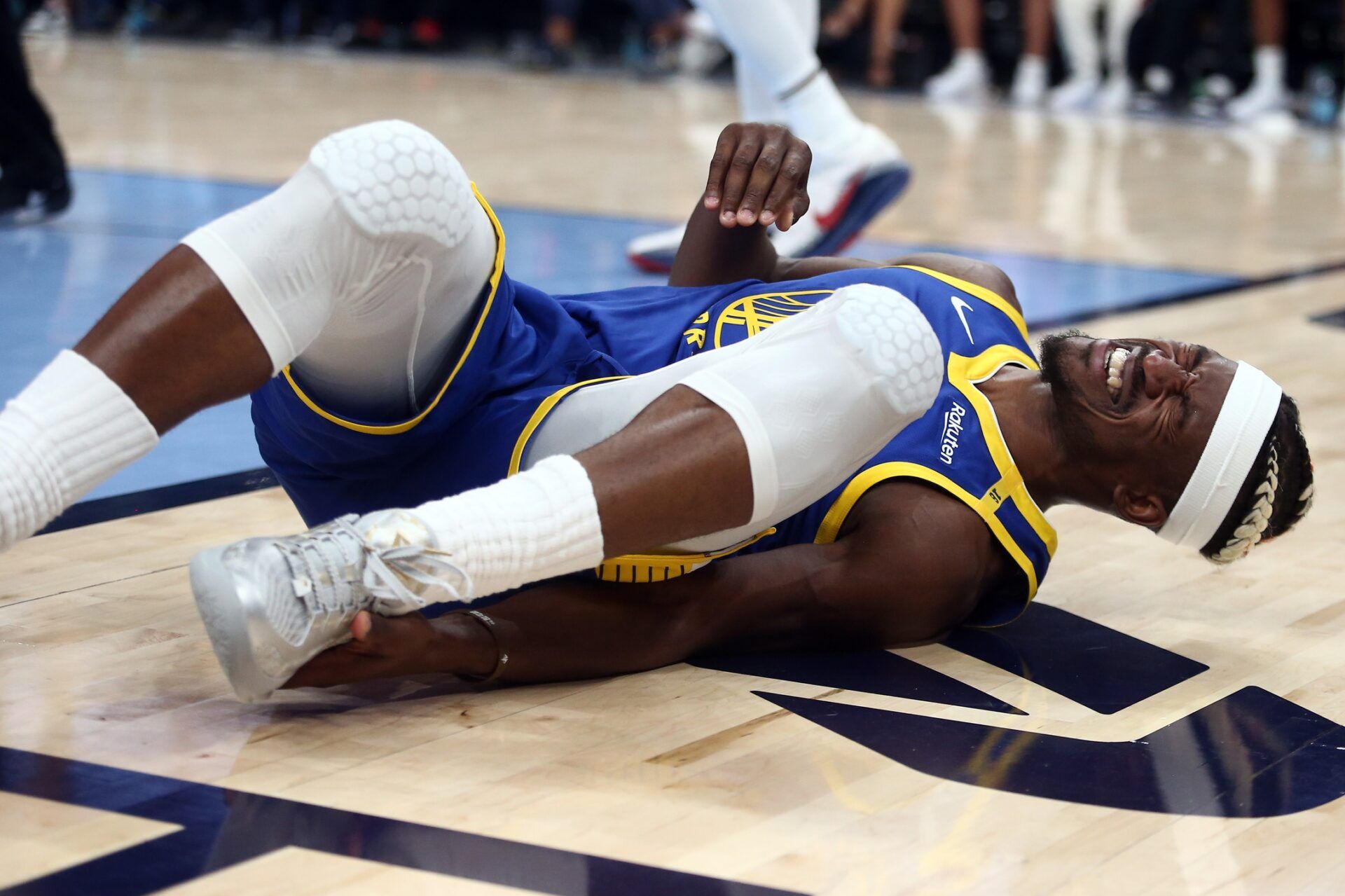 Golden State Warriors forward Jimmy Butler III (10) reacts during the third quarter at FedExForum.